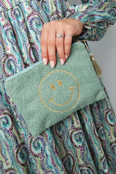 Smiley Face Teddy Make Up Bag - Green