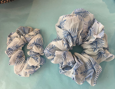 Blue Fern Scrunchies