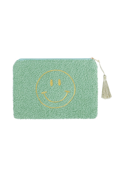 Smiley Face Teddy Make Up Bag - Green