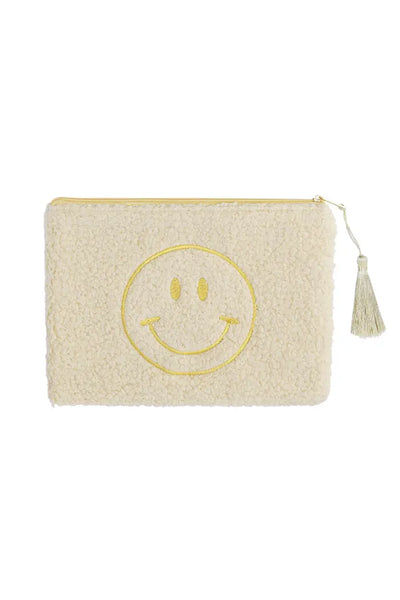 Smiley Face Teddy Make Up Bag - Beige