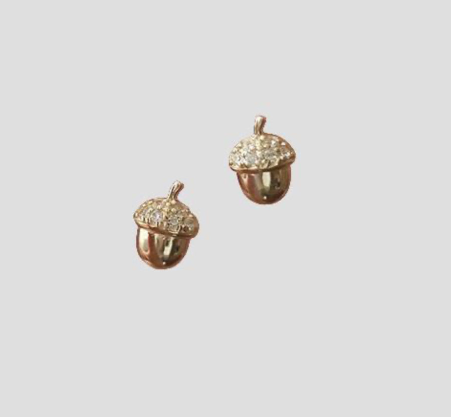 Gold Plated Acorn Stud Earring