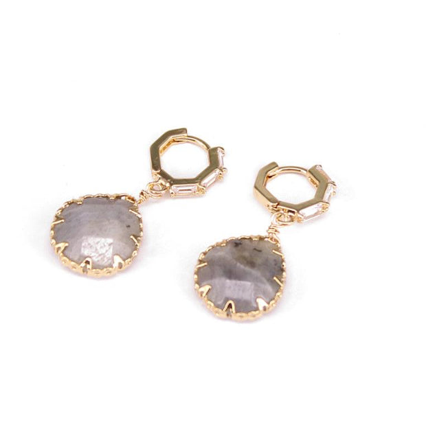 Semi Precious Bagguette Cut Smokey Earring