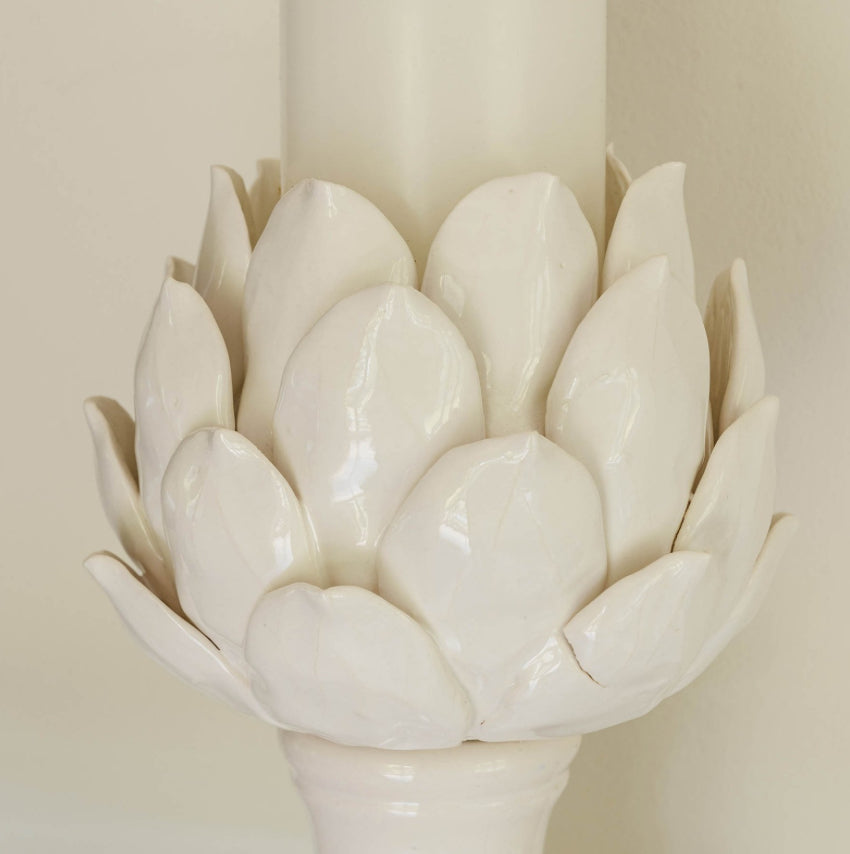 Elmham White Artichoke Candle Holder