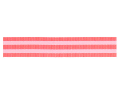 Duo Stripe Woven Ribbon - Neon Pink