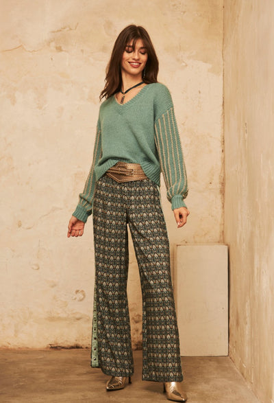 Lua Geometric Trouser - Green