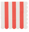 Red and White Striped  Scalloped Paper Napkin