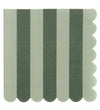 Green Striped  Scalloped Paper Napkin