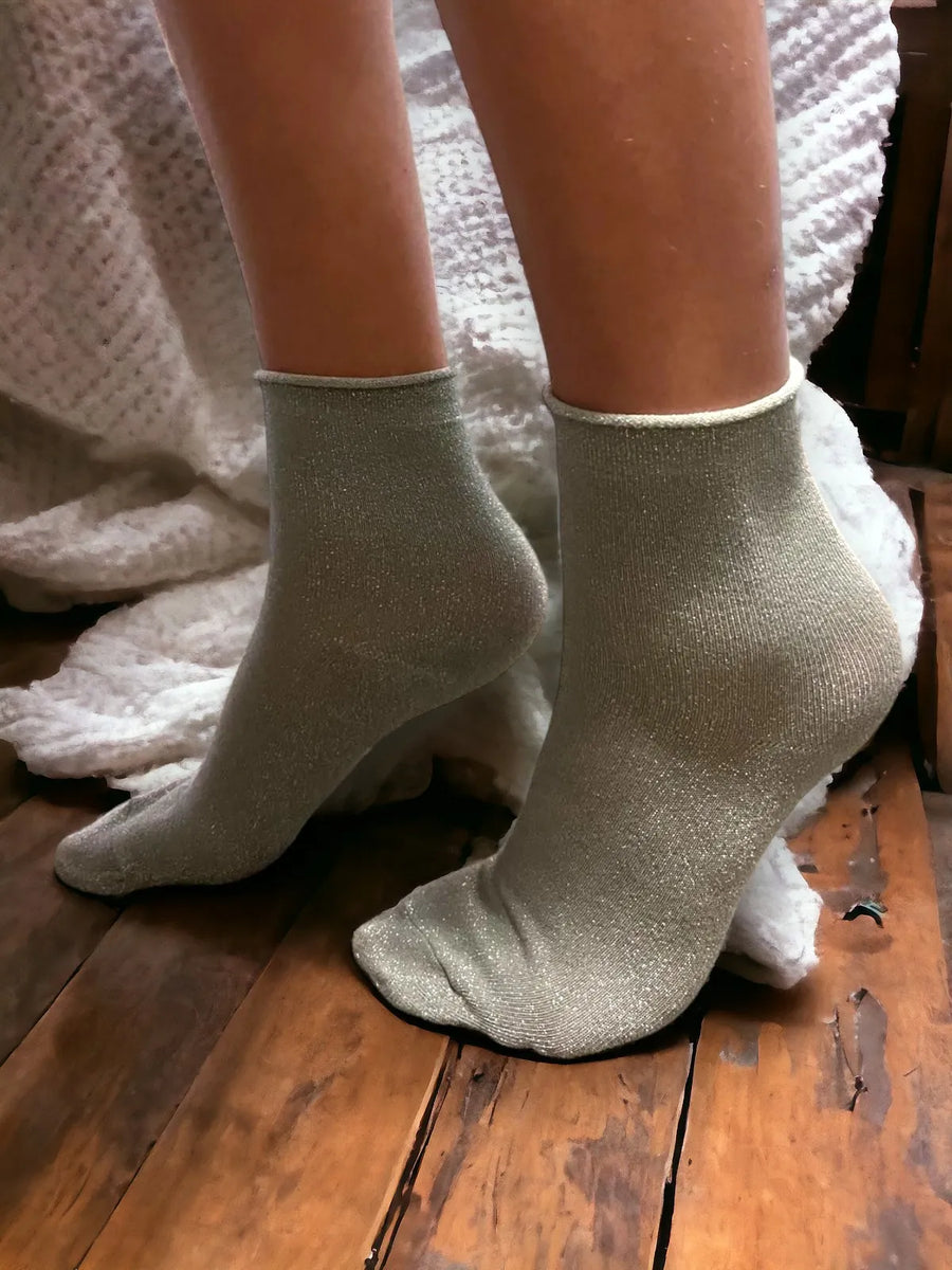 Sparkly Glitter Lurex Ankle Socks